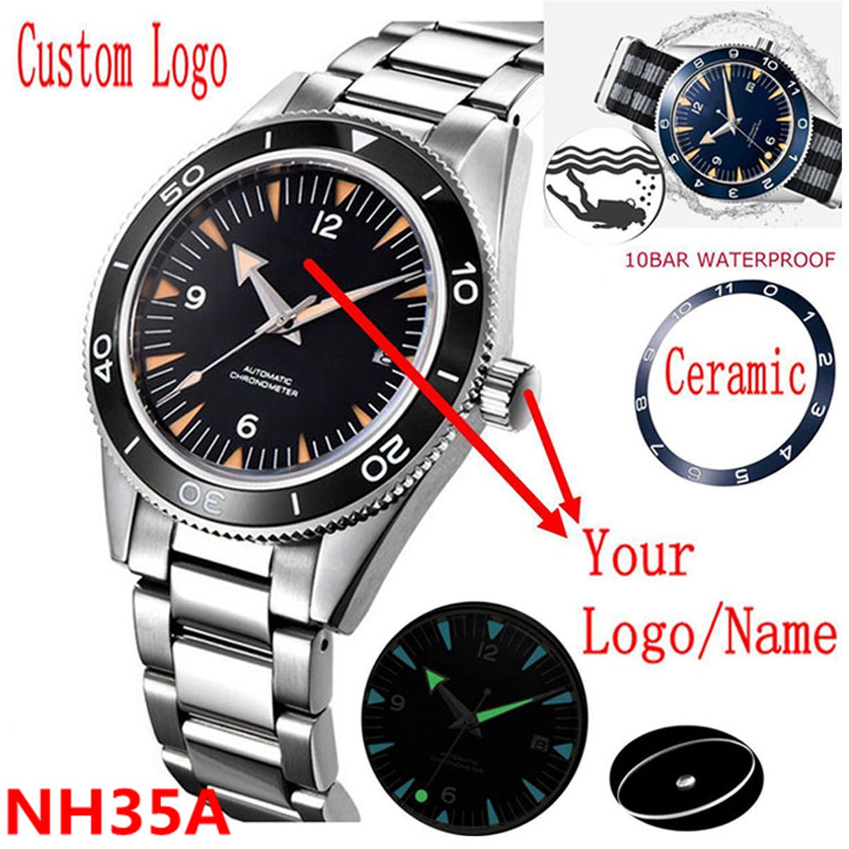 Luxury Watch News - Benutzerdefinierte Logo NH35 Bewegung Uhr 10bars
