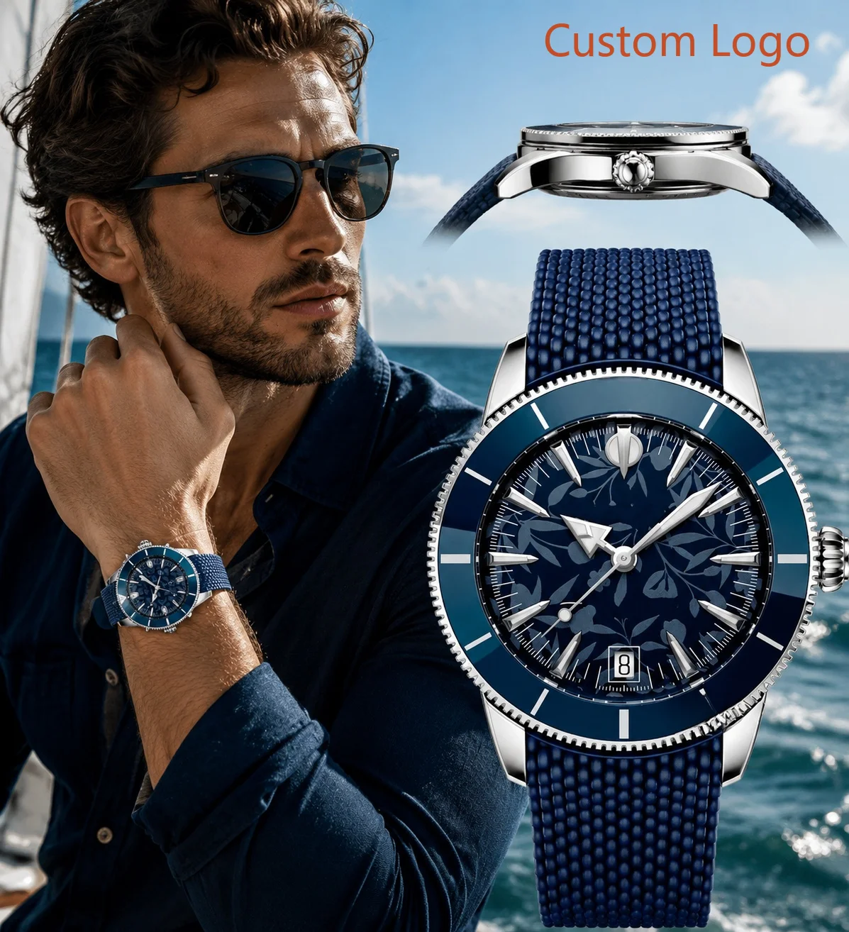 Luxury Watch With Rubber Strap - Herren 46mm Taucheruhr Automatik mit drehbarer