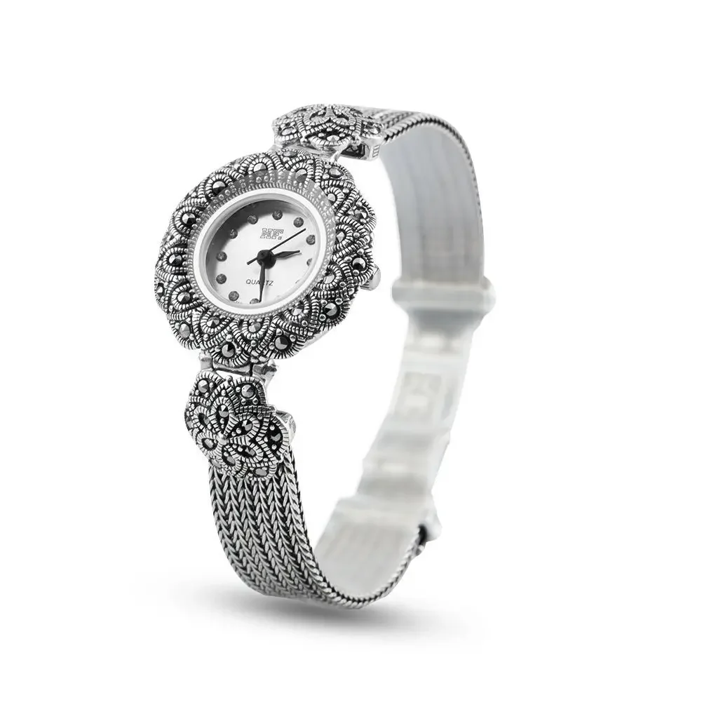 Luxury Watch Photo - Sammlerstück – Retro-Stil, Sterlingsilber, Thai-Craft-Pflaumenarmband, elegante
