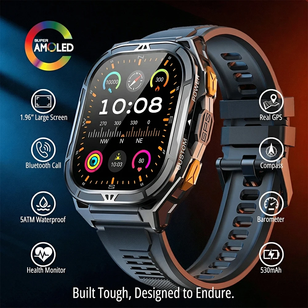 Compass Watch Luxury - Luxuriöse AMOLED Smartwatch mit Echtem GPS,