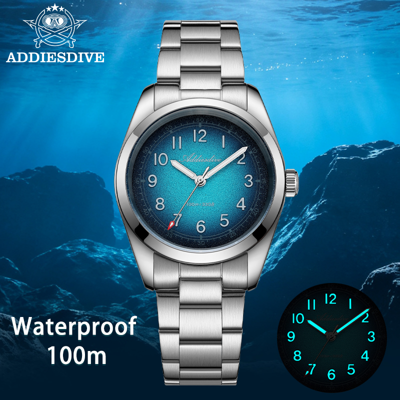 Luxury Watch It - ADDIESDIVE Quarz-Paaruhren, Saphirglas, superleuchtende Edelstahl-Armbanduhr, 36
