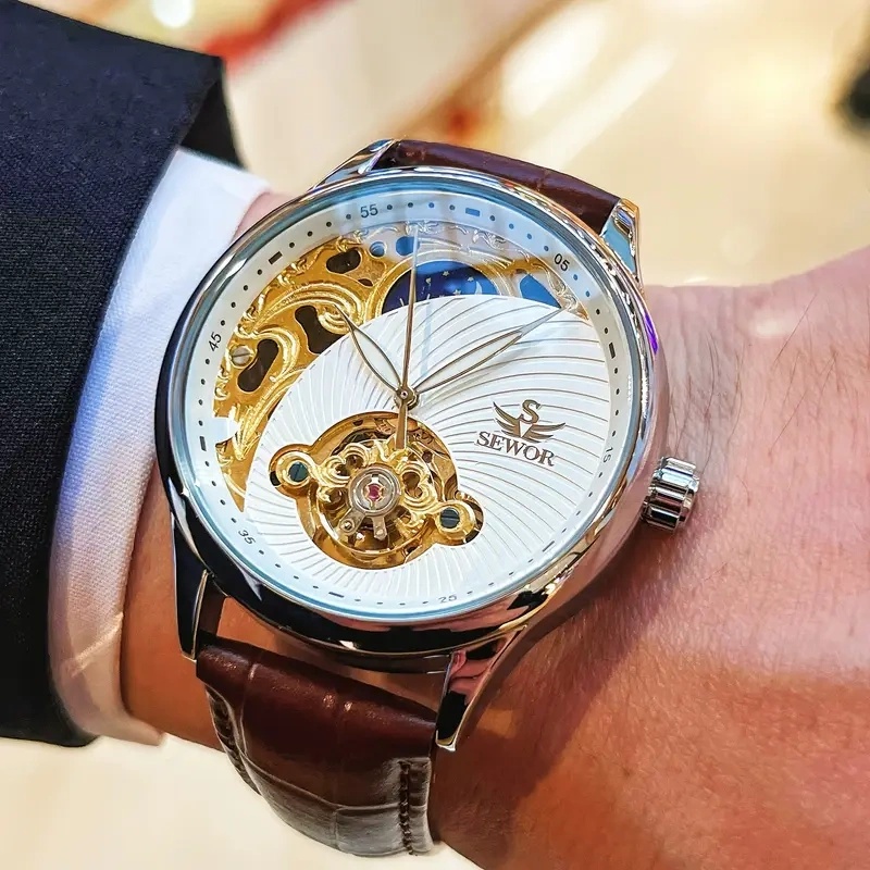 Luxury Watch It - Luxuriöse Herren-Automatikuhr mit Skelett-Design, die Eleganz