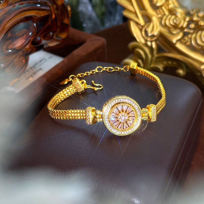 Compass Watch Luxury - 24k Gold 9999 Luxuriöses Diamantbesetztes Drehbares