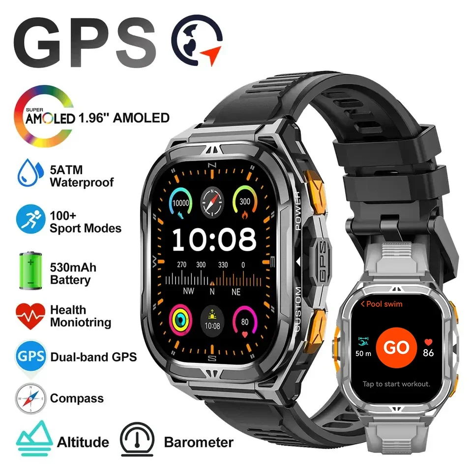 Compass Watch Luxury - Luxuriöse AMOLED Smartwatch mit Echtem GPS,