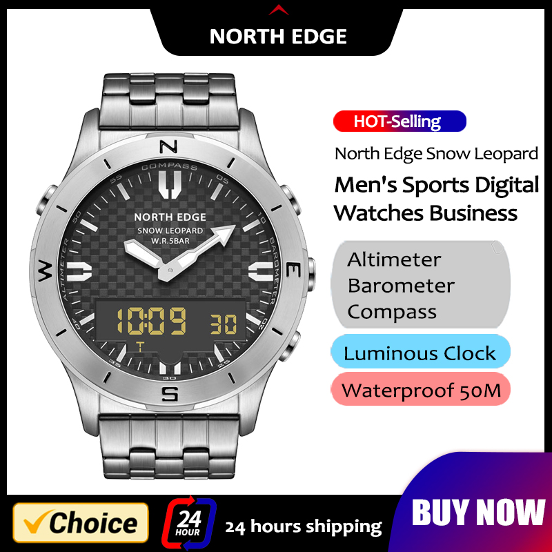 Compass Watch Luxury - NORTH EDGE Herren-Sport-Digitaluhr, wasserdicht, 50 m,