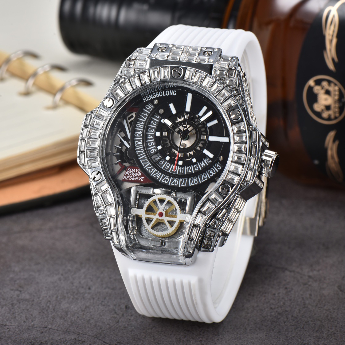 Voller diamanten Fall Business – Luxury Watch With Rubber Strap Bewertung und Preis