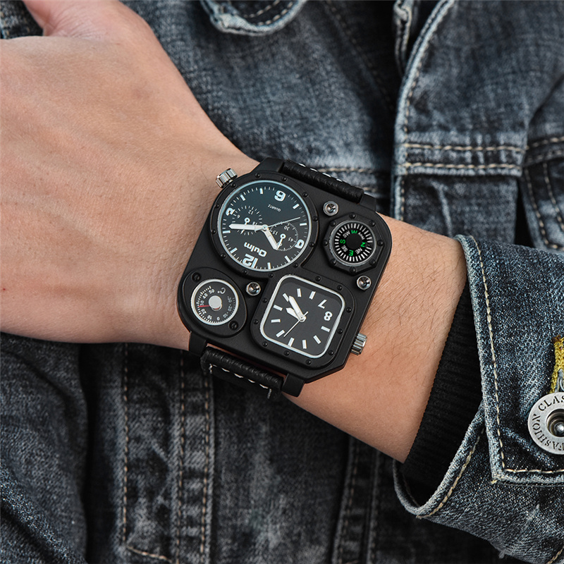 Oulm Klassischen Schwarz Casua – Compass Watch Luxury Bewertung und Preis