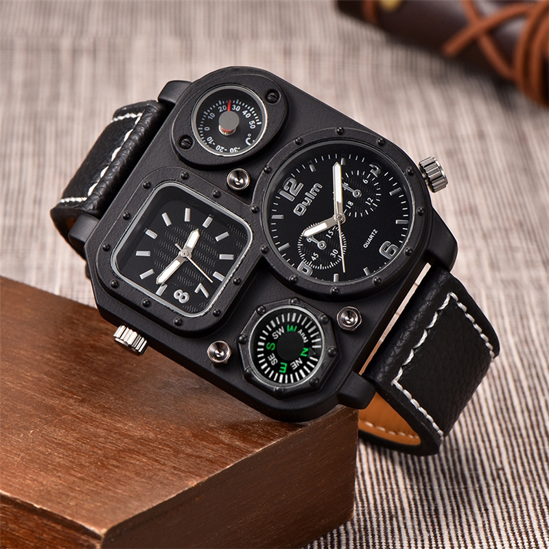 Oulm Klassischen Schwarz Casua – Compass Watch Luxury Bewertung und Preis