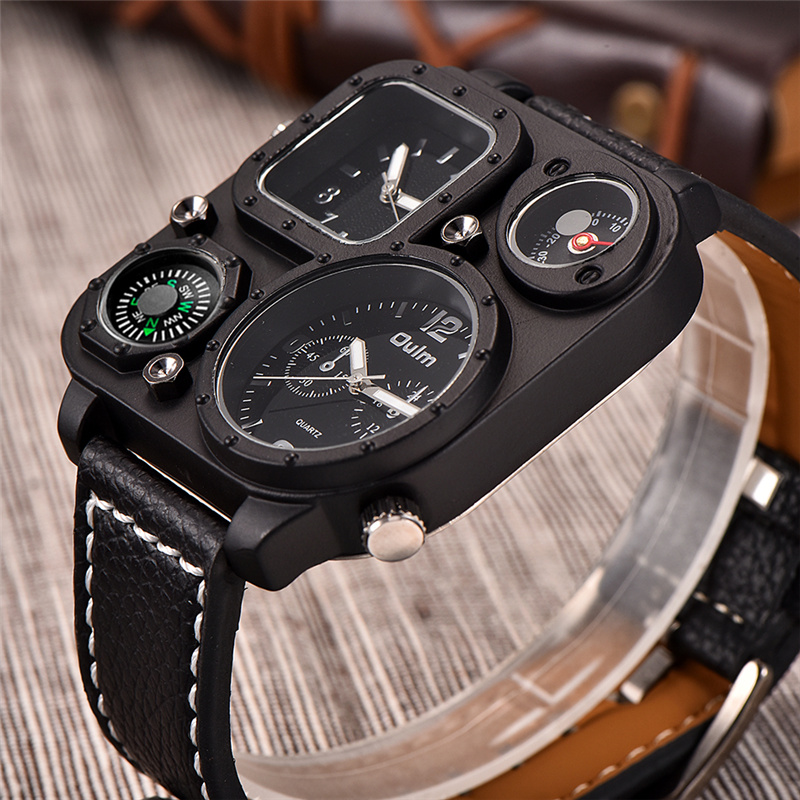 Oulm Klassischen Schwarz Casua – Compass Watch Luxury Bewertung und Preis